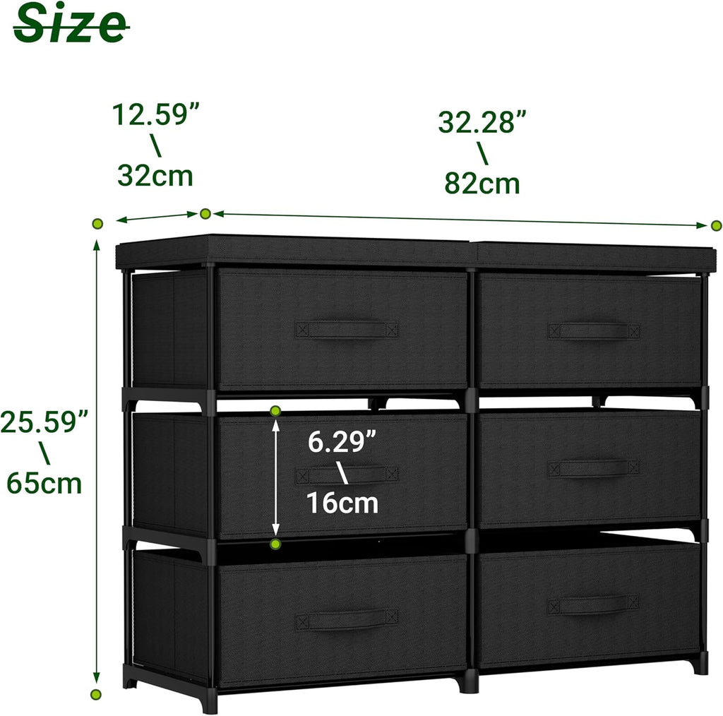GcdPai Dresser with 6 Fabric Drawer Stand Desktop Sturdy Metal Plastic Support Tube Cube Storage Cabinet for Bedroom Organization Dorm Front Hall Entryway