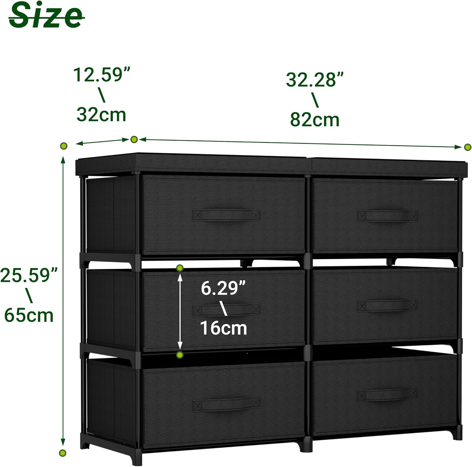 GcdPai Dresser with 6 Fabric Drawer Stand Desktop Sturdy Metal Plastic Support Tube Cube Storage Cabinet for Bedroom Organization Dorm Front Hall Entryway