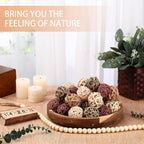 Halloscume 31 Pcs Wicker Rattan Decorative Balls with 30.3 Inch Wood Bead Garland Centerpiece Bowls Orbs Vase Fillers Wall Hanging Decor for Summer Home Farmhouse Wedding Party(Brown)