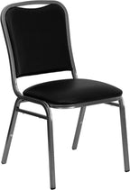 BizChair Stacking Banquet Chair in Black Vinyl - Silver Vein Frame