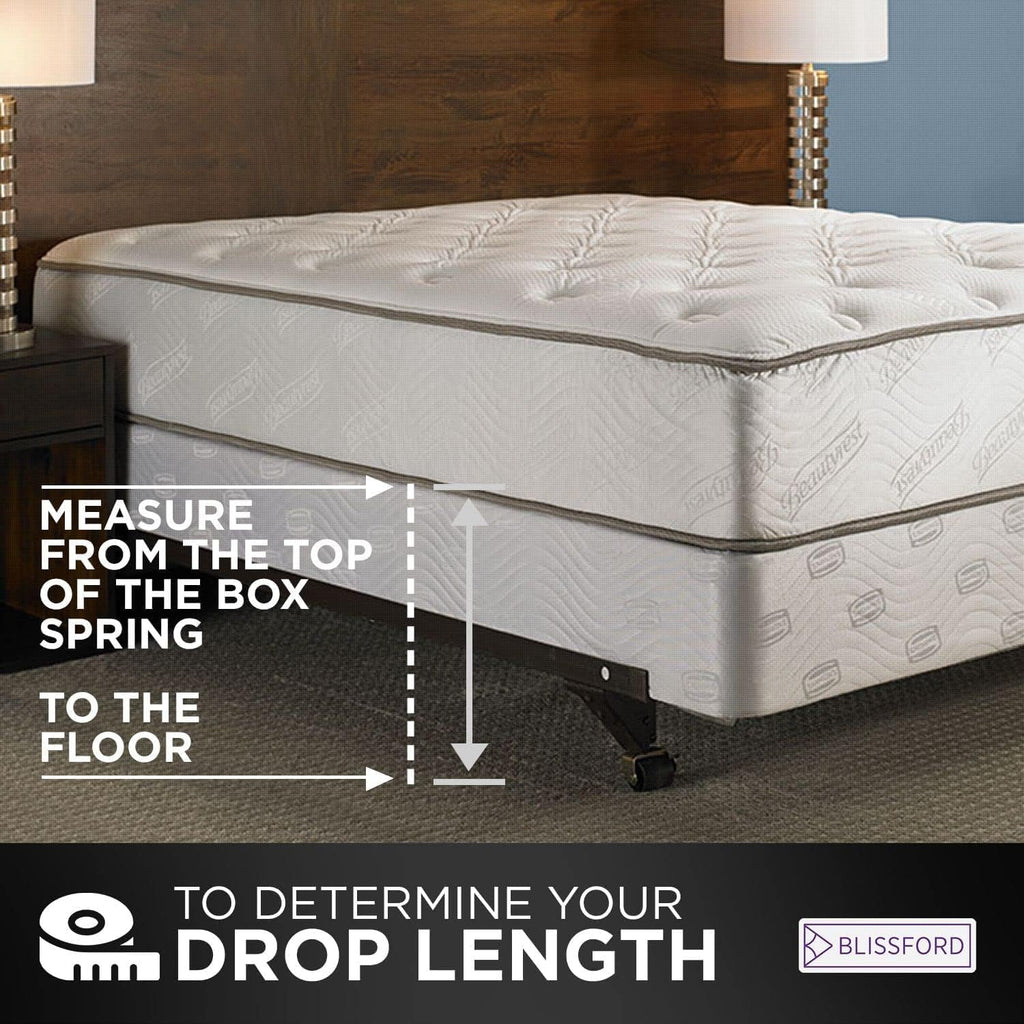 BLISSFORD White Bed Skirt Queen Size 14 inch Drop - with Split Corners - Cotton Blend Ruffled Bed Skirt, Dust Ruffle for Queen Size Bed, Platform White Bedskirt, Machine Washable