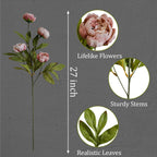6Pcs Viral Peony Artificial Flowers for Vase，27in Real Touch Fake Flowers Branches with Flexible Wired Stems for Home Decor DIY Bouquet Centerpieces Wedding Shower Fillers Arrangements,Dusty