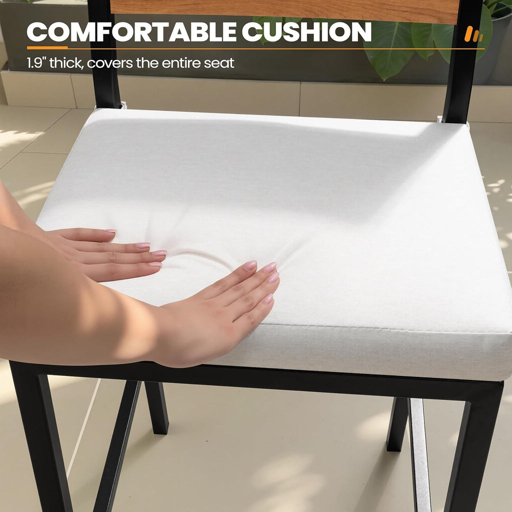 Crestlive Products Outdoor Bar Stools Set of 2, Patio Counter Height Barstools with Cushions, Tall Chairs with Back and Footrest for Deck, Lawn, Garden, Backyard, Poolside, Or Indoor Use