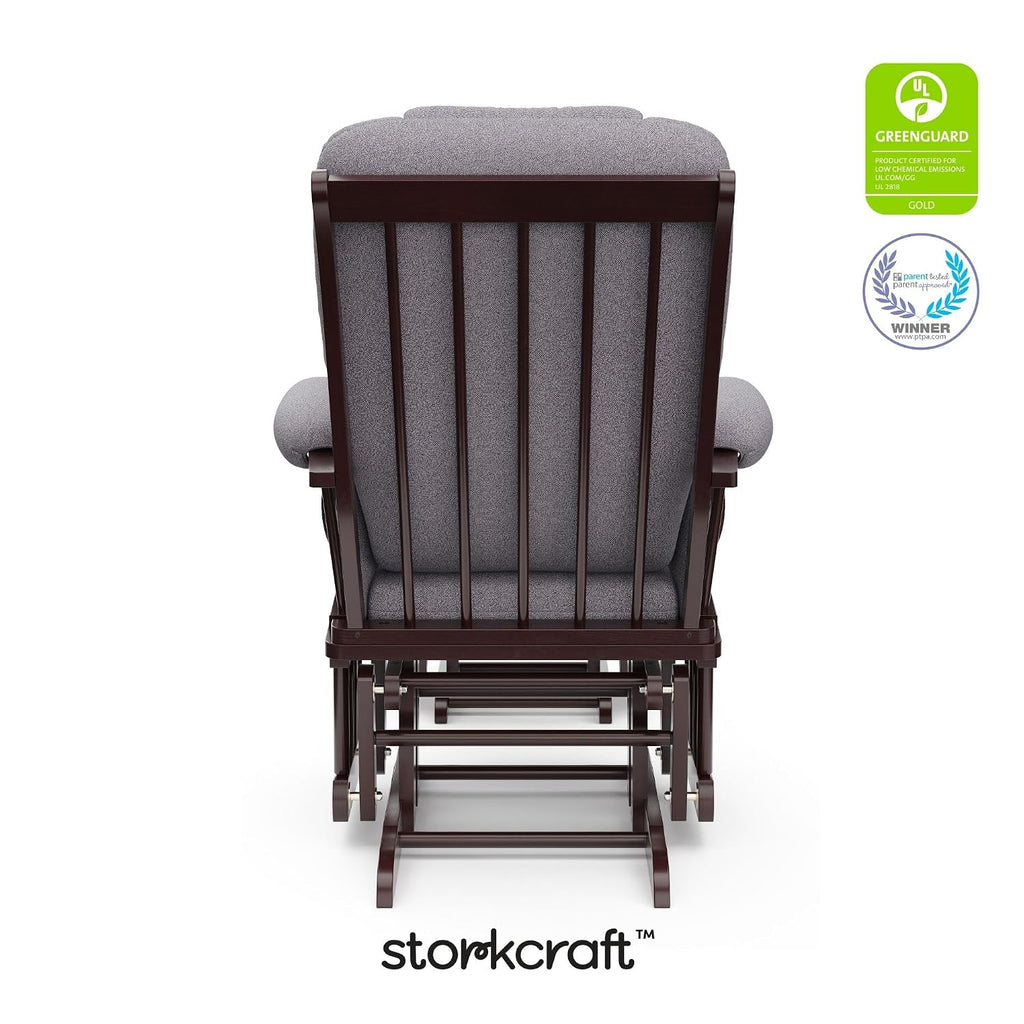 Storkcraft Tuscany Glider & Ottoman with Lumbar Pillow, Espresso/Gray Swirl