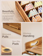 Tinamo Acacia Wooden Tea Box Organizer with Drawer – Tea Chest for Tea Bags Storage – Tea and Coffee Organizer - Wooden Tea Tray and Containers for Countertop Display (Acacia)