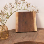 Square Teak Wood Slice Slab Side Table Top 17.7"x17.7"x1.96" Live Edge Raw Hand Crafted Root Plate Handmade Natural Wooden Board for Resin End Table Slab Untreated Wall Home Décor