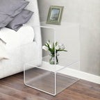 Modern Acrylic Side Table, 3-Tier End Table for Small Spaces, Clear Bedside Tables with 22lbs Capacity for Living Room, Bedroom, Bathroom, Apartment