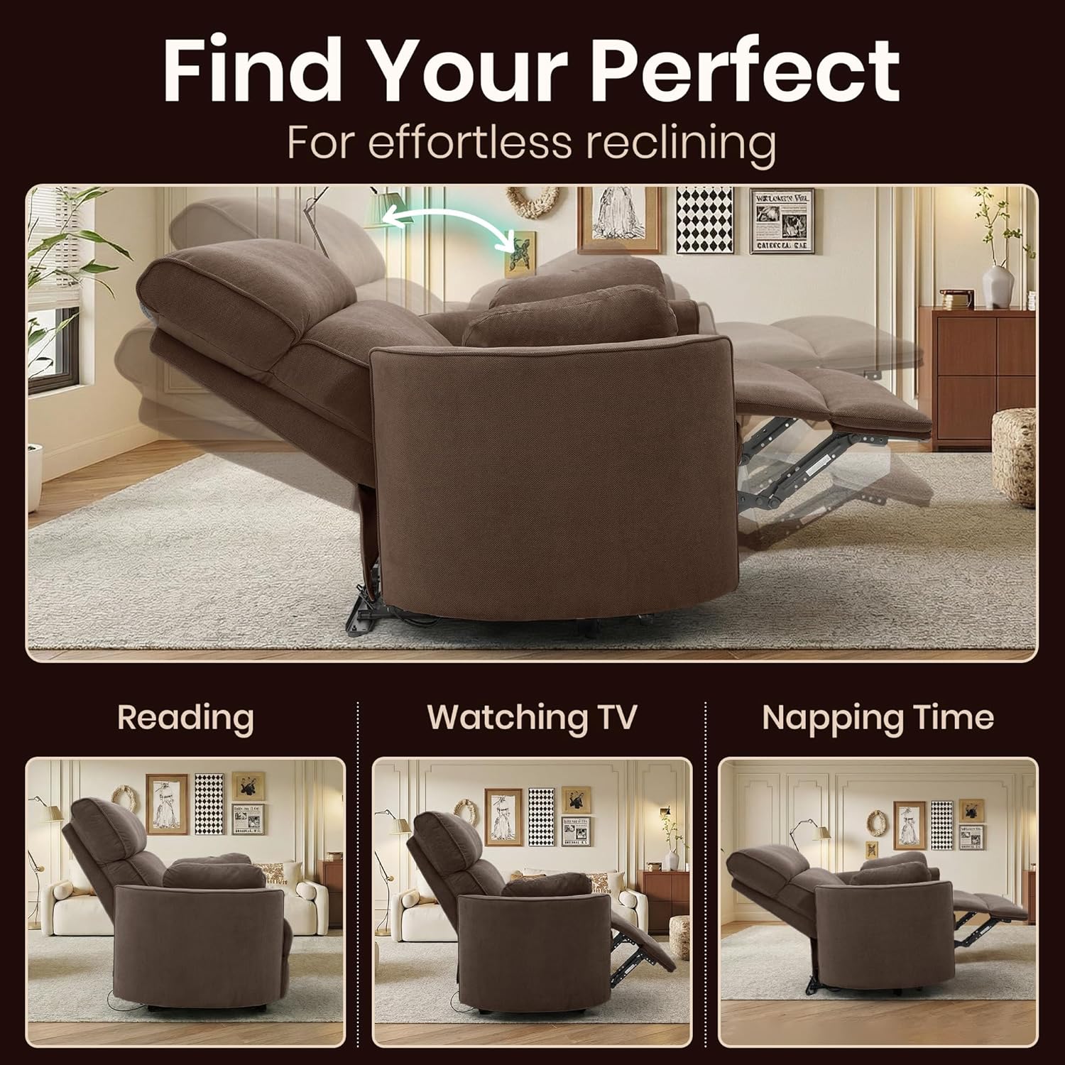 450lbs Oversized Power Recliner Chair, 52" Extra Wide Electric Chair for Big and Tall Adults, Linen Fabric Single Sofa with USB & Type-C Ports, 2 Pillows, Cloud Comfort for Living Room
