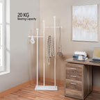 JIAYUEJU Standing Coat Rack for Bedroom 19.69 x 11.02 x 68.9 in (White) | Heavy Duty, Space Saver, Metal Frame, Marble Base, Essential Items Organizer for Clothes Bags, for Living Room Hotel Entryway