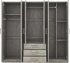 SOFTSEA 6 Doors Armoire Wardrobe Closet with Drawers, 70.9" Large Armoire Wardrobe Cabinet with Storage Shelves and 3 Hanging Rods, Bedroom Clothes Cabinet Organizer (Grey)