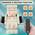 Dual Motor Recliner Chair with Heat & Massage,Faux Leather Power Lift Recliner Chair for Elderly,Cup Holder Tray,Phone Holder,Detachable Armrests,USB & Type-C Ports,Pillow(White Leather)