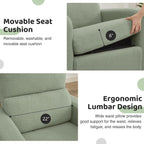 Swivel Rocker Recliner, Oversized Manual Boucle Nursery Glider Rocking Recliner Chair with Removable Cushion, Upholstered Teddy Swivel Reclining Chair for Nursery Living Room Bedroom, Green