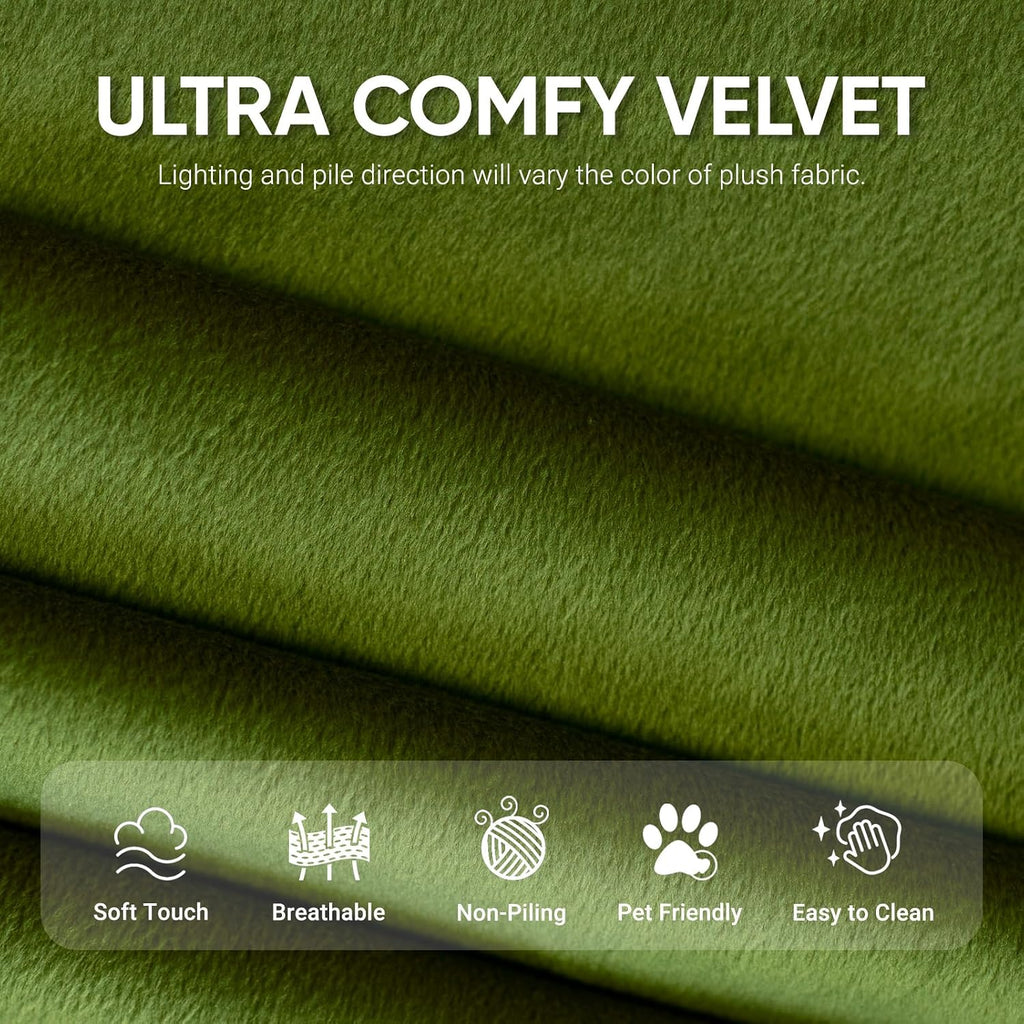 Trenda Bean Bag Chair for Adults, High-Density Foam, Dutch Velvet, Green | Togo chair with dual-layer foam, providing body-contouring support for reading, gaming, reclining and everyday lounging