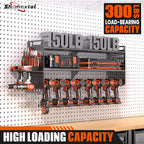 33" W Power Tool Organizer Wall Mount,Heavy Duty Cordless Tool Organizer with 10 Drill Holder, 300 Lbs Capacity 3-Layer Garage Organization for Garage and Workshop (Black)