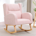 HCHAIRH Nursery Rocking Chair,Wingback Nursery Rocking Chairs,Nursing Glider Rocker Chair with High Back for Living Room Bedroom(Teddy Pink)