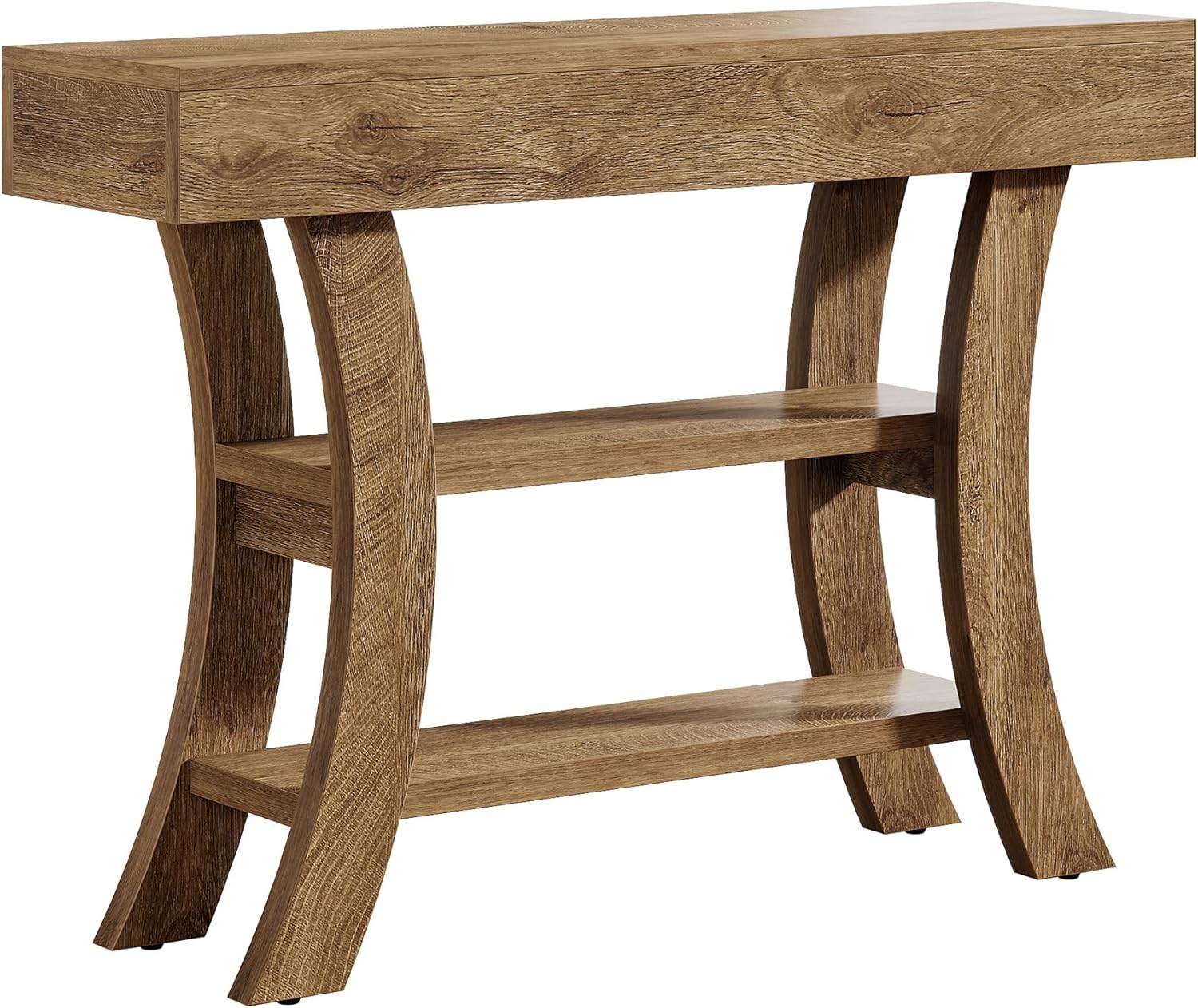 Tribesigns 41" Small Console Table for Entryway, 3-Tier Narrow Rustic Sofa Table with Storage Shelves and Curved Frame for Living Room, Entry, Hallway, Foyer (Oak Brown)