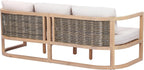 Christopher Knight Home Fido Acacia Wood Outdoor 3 Seater Sofa Cushion, Solid Wood Patio Sofa with Wicker Backrest, Comfy Lounge Sofa for Patio Furniture Set, Light Teak+Beige