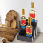 Black Wood Coffee Syrup Rack Organizer, 3 Tier Syrup Bottle Holder for Coffee Bar, 6 Bottles(750ml) Storage Stand for Syrup, Wine, Dressing for Kitchen Coffee Station(3 Separate Pieces)