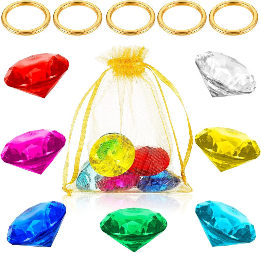 12 Pcs Gold Round Ring Set Acrylic Diamond Gemstone Jewelry Alloy Party Hunting Cake Ornament Blue Hedgehog Power (Classical 0.63 x 0.79 inches)