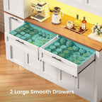 Itaar 71" Kitchen Pantry Cabinet with Charging Station and Led Light, Kitchen Storage Cabinets with Microwave Stand, 59" Wide Pantry Storage Cabinet with Storage Cart 3 Tier for Dining Room, White