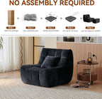 Bean Bag Chair With Footrest,Integrated Sponge Lounge Chair,Comfortable Bean Bag Sofa with Backrest, Faux FurBeanBagChair forAdultsandKids, Ideal for Bedrooms,Living Rooms,and Apartments(Black)