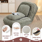 Upholstered Human Dog Bed for Adult & Pets, Convertible Lazy Sofa Bed with 5 Adjustable Position, Comfy Tatami Bean Bag Lounge Chair with 2 Soft Pillows for Bedroom Living Room Office (Green)