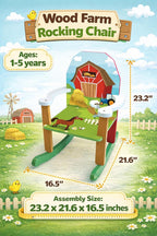 Homeware Kids’ Wooden Farm Rocking Chair – Toddler Rocker with Colorful Barnyard Animals – Sturdy Wood Rocker for Ages 1–5, Perfect for Nursery, Bedroom, or Playroom – Easy Adult Assembly