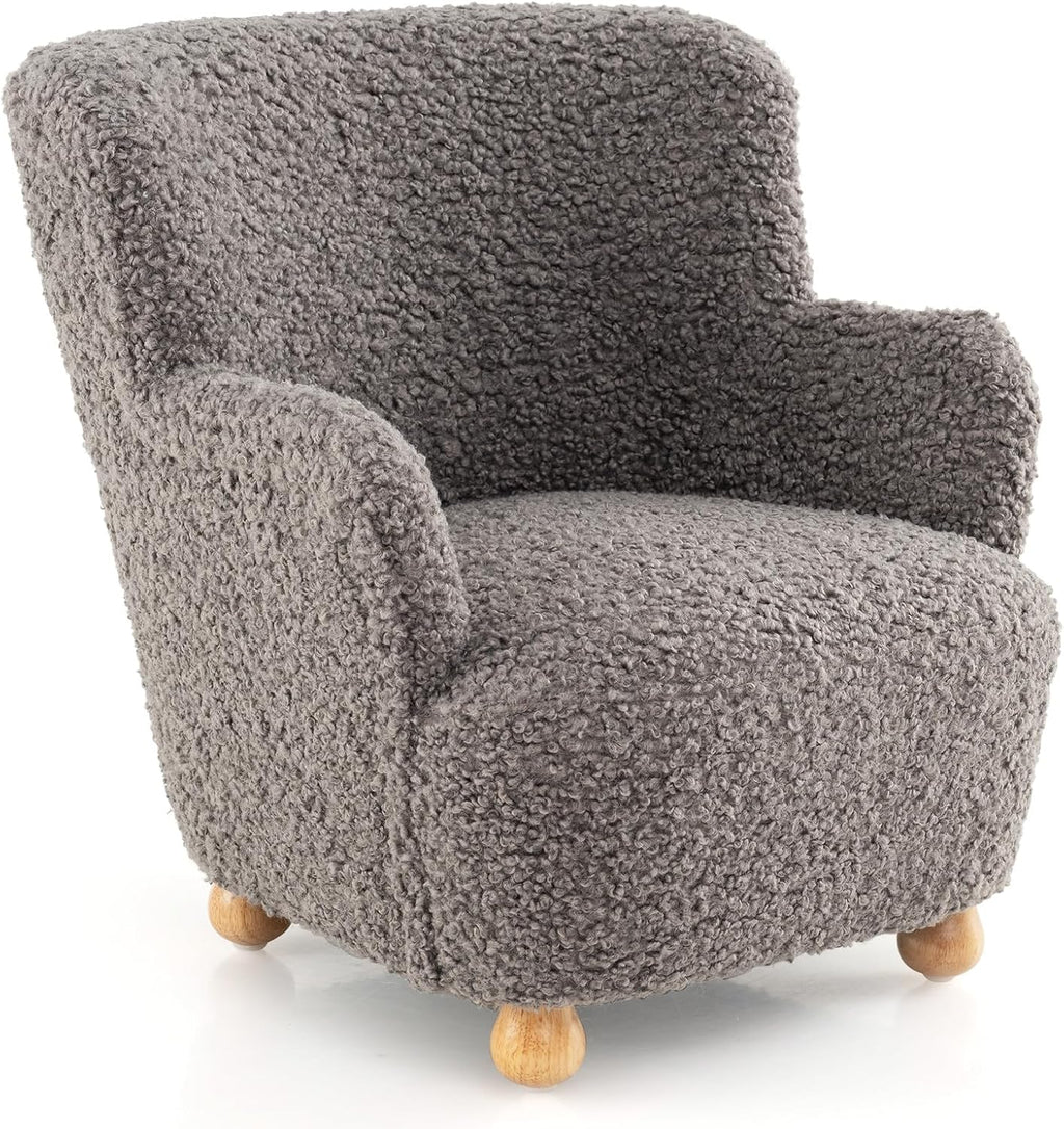 Costzon Kids Sofa, Comfy Toddler Armchair with Solid Rubber Wood Legs, Upholstered Children Reading Chair for Boys & Girls Aged 3+, Kids Furniture Mini Recliner Chair for Bedroom, Playroom (Gray)