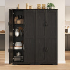 IDEALHOUSE Tall Pantry Cabinet, 60" Kitchen Pantry Storage Cabinet with 2 Doors and Adjustable Shelves, Freestanding Kitchen Cabinet, Cupboard for Dining Room, Bathroom, Antique Black