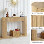 42.5” Console Table with 2 Drawers, Fluted Entryway Table with Rounded Corners, Rectangular Sofa Table Behind Couch for Living Room, Hallway, Foyer (Natural)
