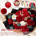 Preserved Red Rose Bouquet for her, Eternal Rose Gift Set in Premium-Quality for Girlfriend, Engagement, Mother’s Day, Birthday, Anniversary, Graduation, Valentine’s Day, Independent Day
