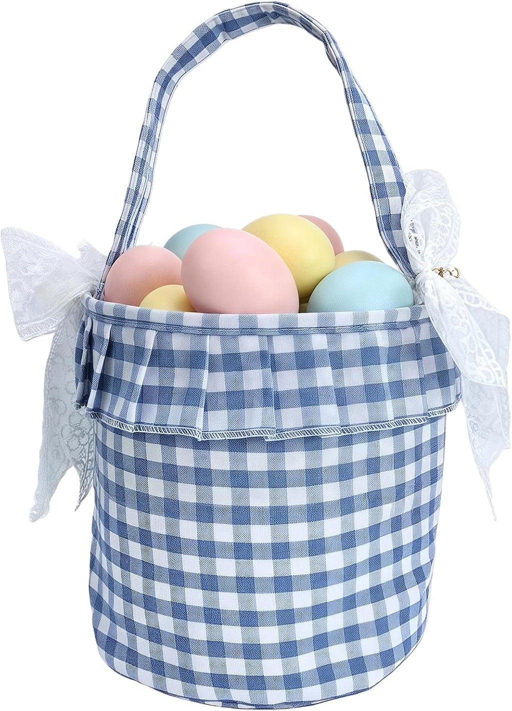 Primst Easter Bunny Baskets for Kids –Striped Fabric Egg Hunt Bags with Handles & Detachable Bows, Reusable Candy Buckets for Easter, Halloween Trick or Treat, Party Favors & Home Storage