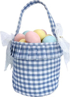 Primst Easter Bunny Baskets for Kids –Striped Fabric Egg Hunt Bags with Handles & Detachable Bows, Reusable Candy Buckets for Easter, Halloween Trick or Treat, Party Favors & Home Storage