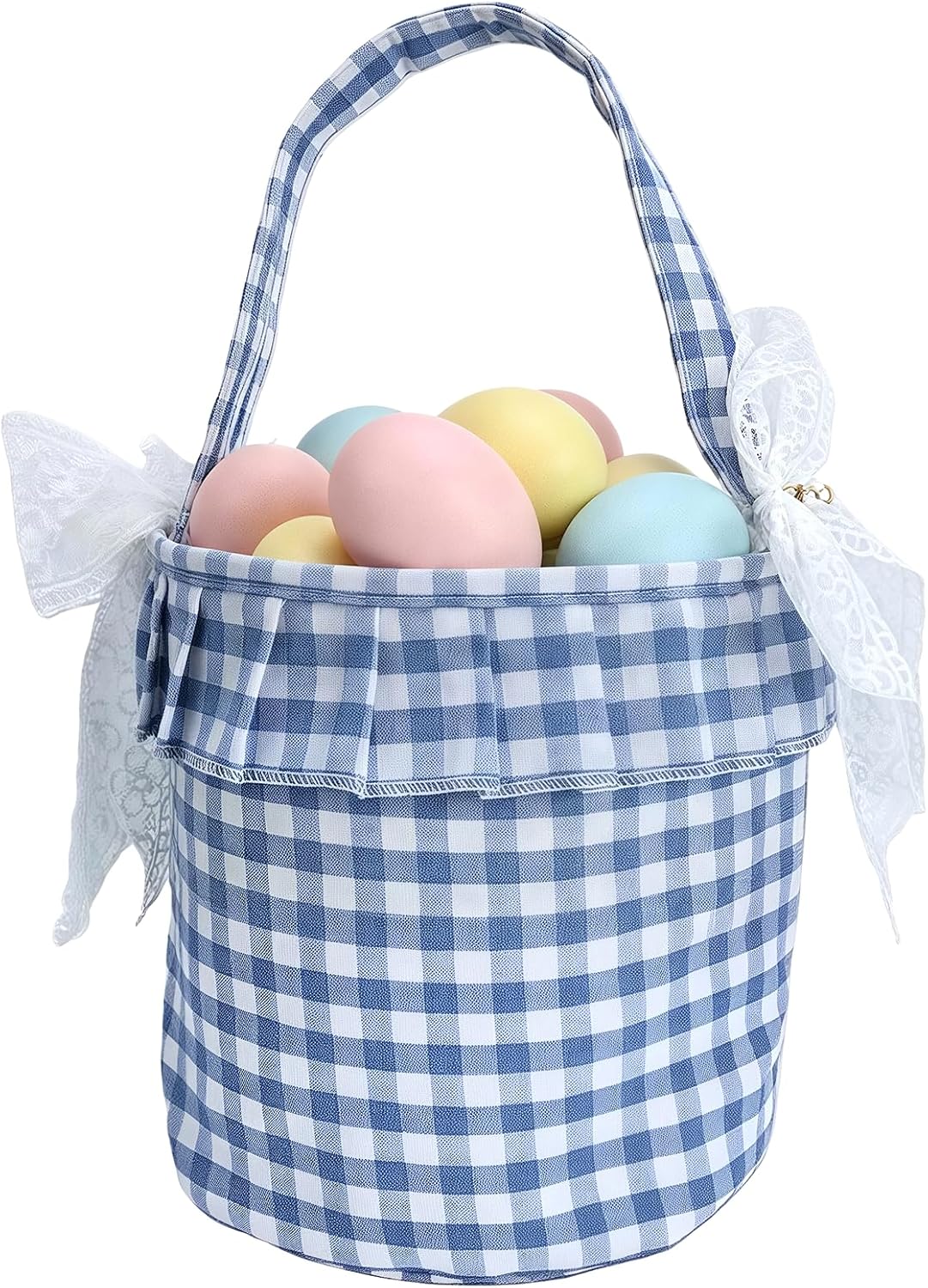 Primst Easter Bunny Baskets for Kids –Striped Fabric Egg Hunt Bags with Handles & Detachable Bows, Reusable Candy Buckets for Easter, Halloween Trick or Treat, Party Favors & Home Storage