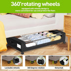 APSARAS USA Under Bed Storage with Wheels, Underbed Storage with Wheels and Clear Window, Rolling Drawers & Bins for Shoes Clothes in Dorm Bedroom, Easy Pull-out Black 2-Pack- Space-Saving