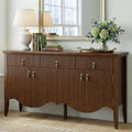 FUSUNBAO 57" Fluted Sideboard Buffet,Retro Storage Cabinet, Walnut | 3 Drawers and 4 Doors, Vintage Fluted with Scalloped Base, Organic Modern Accent Cabinet, For Dining Room