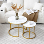 Stylish Round Nesting Coffee Table Combination Space Saving Stackable Design Suitable for Living Room Use Mesa De Centro para Sala Refines Overall Room Appearance