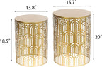 Joveco Gold Nesting Round Side End Tables Set of 2- Coffee Tea Table Mid Century Night Stands for Living Room Bedroom Outdoor, Gold Light Luxury Style