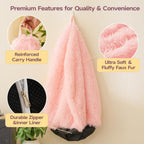 Pink fluffy bean bag chair covers (No Filler), comfy Plush Pink bean bag chair Cover for bedroom, stuffed animal Storage, kids adults teens girls bean bag chairs, Anti-Slip