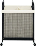 STO STO Laundry Hamper 2 Section, 100L Rolling Laundry Sorter Cart with Removable and Washable Liner Bag, Clothes Hamper with Wheels and Metal Handle for Laundry Room and Bedroom