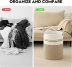 Laundry Basket Hamper Tall Rope Storage Woven for Blanket toys Dirty Clothes in Living Room Bathroom Bedroom (Brown&White, 60L/15.8Gal)