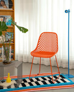 Modern Dining Chairs Set of 4, Stable Plastic Kitchen Chairs with Metal Sled Base for Dining Room (Blood Orange)