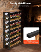 VEVOR 48 Bottle Wine Rack,8-Tier Iron Wine Bottle Holder with Wood Table Top,Freestanding Floor Display Wine Storage Shelves,for Kitchen Pantry, Cellar, Bar, Dining Room,26''L X 9.3''W X 46.9''H