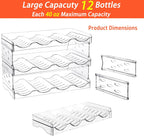Stackable Wine Rack,Wine Bottle Holder for Inside Cabinet,for Pantry,Refrigerator,Countertop Organization-3 Tiers for 12 Bottles