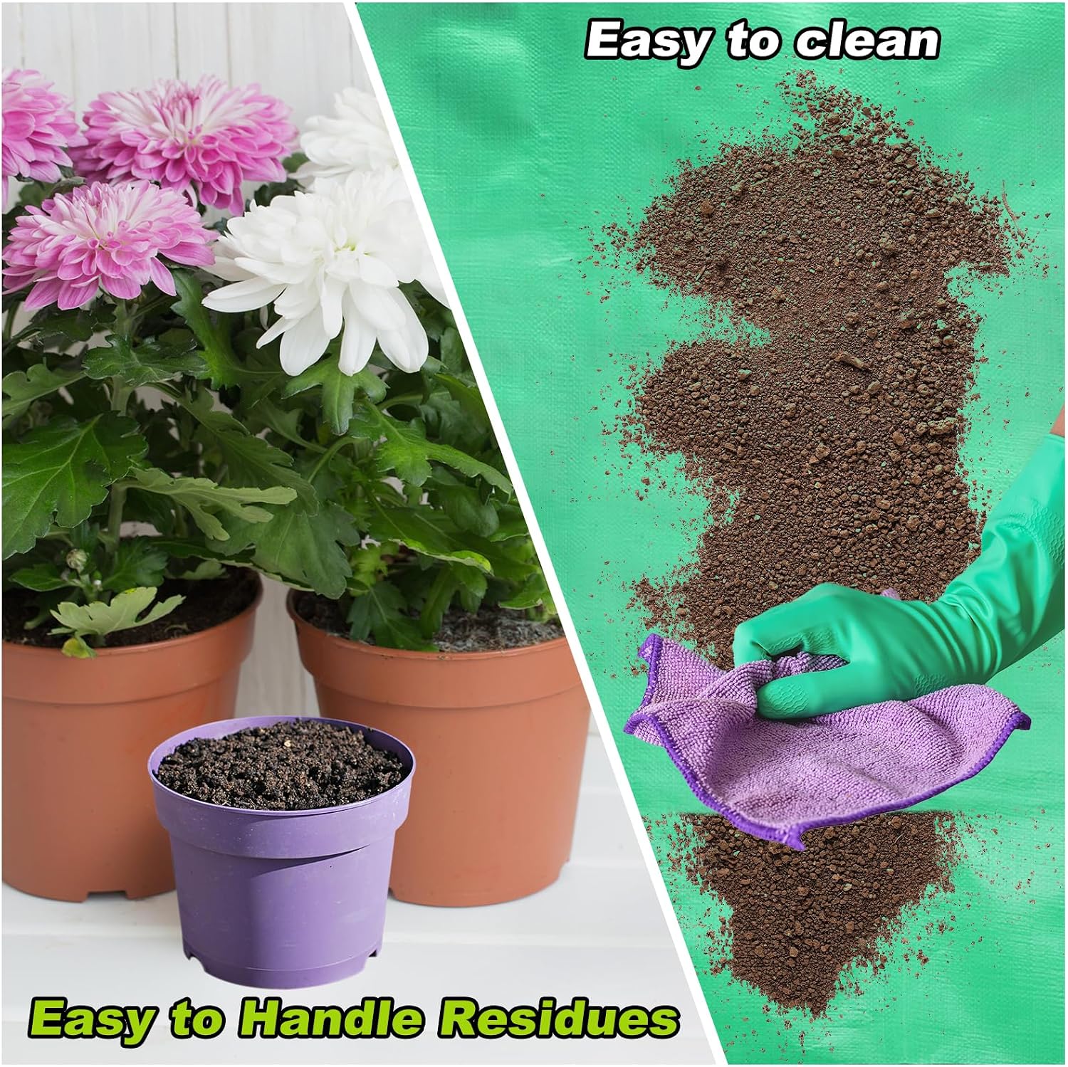 HARFINGTON Repotting Mat 19.7" x 19.7" PE Cloth Waterproof Plant Repotting Mat Foldable Portable Gardening Potting Tray with Plastic Buckle for Indoor Plant Change Soil Watering, Yellow