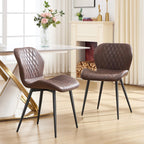 Dining Chairs Set of 6, Comfy Modern Dining Chairs with Thick Cushions, Upholstered Fabric Kitchen Side Chairs with Adjustable Metal Legs for Dining Room (Brown)
