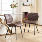 Dining Chairs Set of 4, Comfy Modern Dining Chairs with Thick Cushions, Upholstered Fabric Kitchen Side Chairs with Adjustable Metal Legs for Dining Room (Brown)