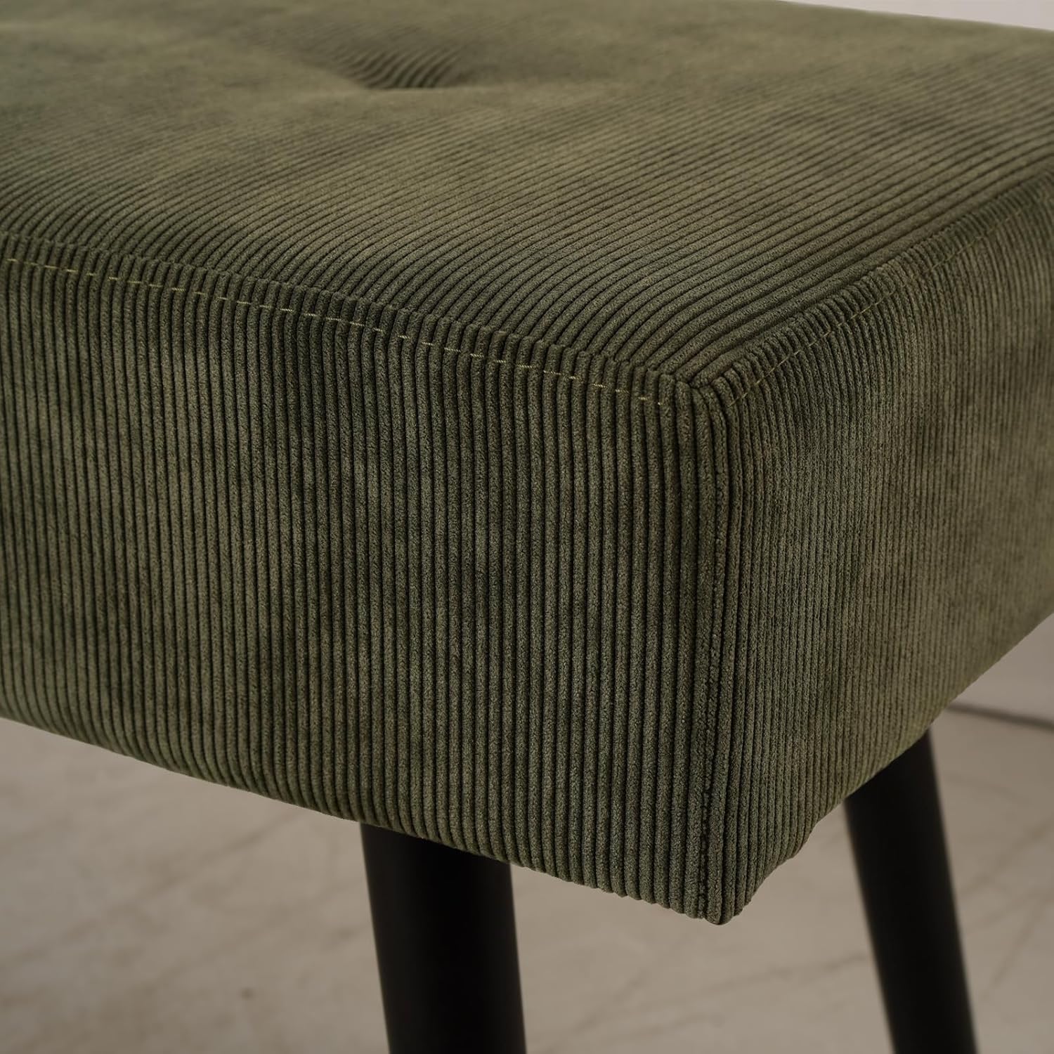 Comfy to go Entryway Bench - Green Bench for Bedroom, Modern Ottoman End of Bed, Corduroy Padded Benches for Living Room, Foyer, Mudroom, Hallway - 39" L x 14" W x 17" H