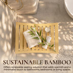 Bamboo Stool – Natural Wood Finish, Eco-Friendly Small Bench for Bathroom, Bedroom, Entryway, or Spa – Durable, Lightweight & Stylish Seating or Step Stool