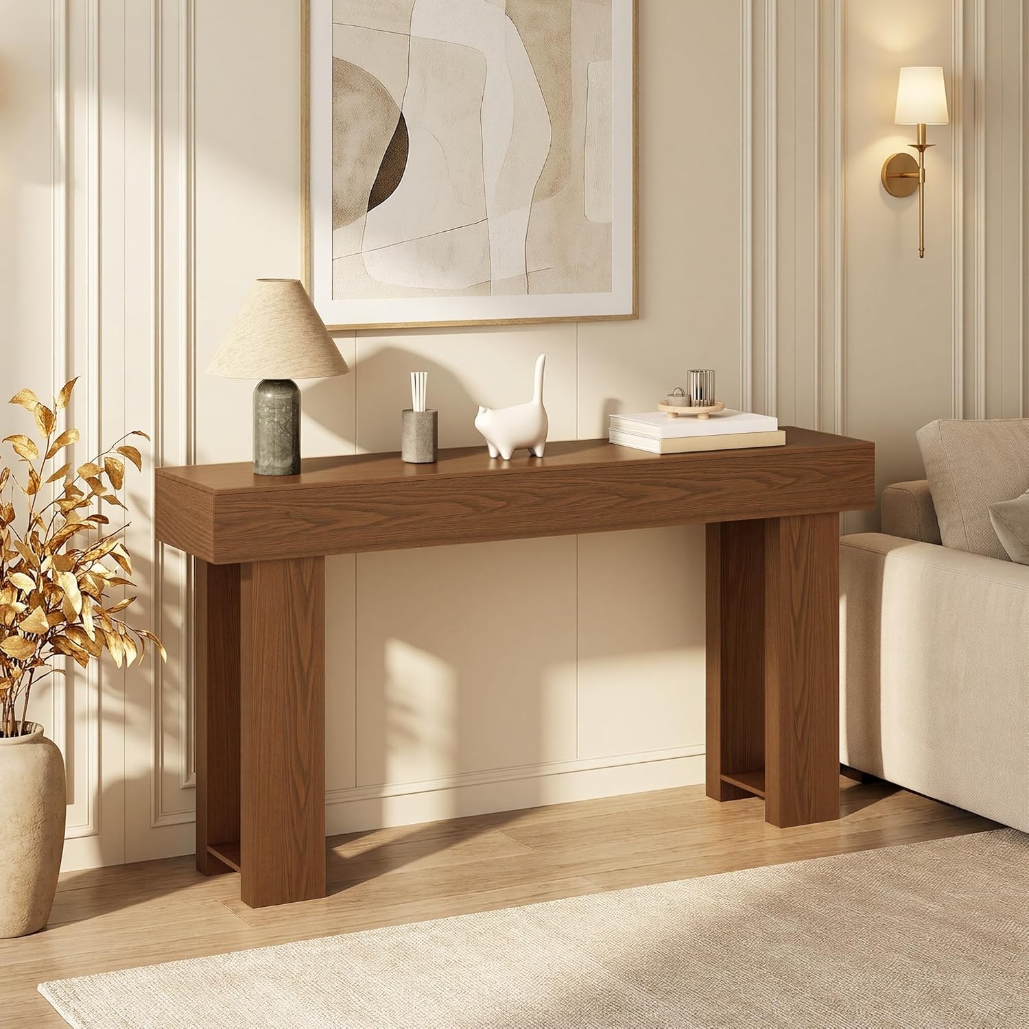 Gizoon 63 Inch Console Table, Narrow Long Sofa Table Behind The Couch, Farmhouse Wood Entryway Table for Entrance, Hallway, Living Room, Foyer, Easy Assembly, Dark Brown